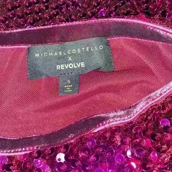 Michael Costello x Revolve fuchsia sequined pencil skirt. - Picture 4 of 5